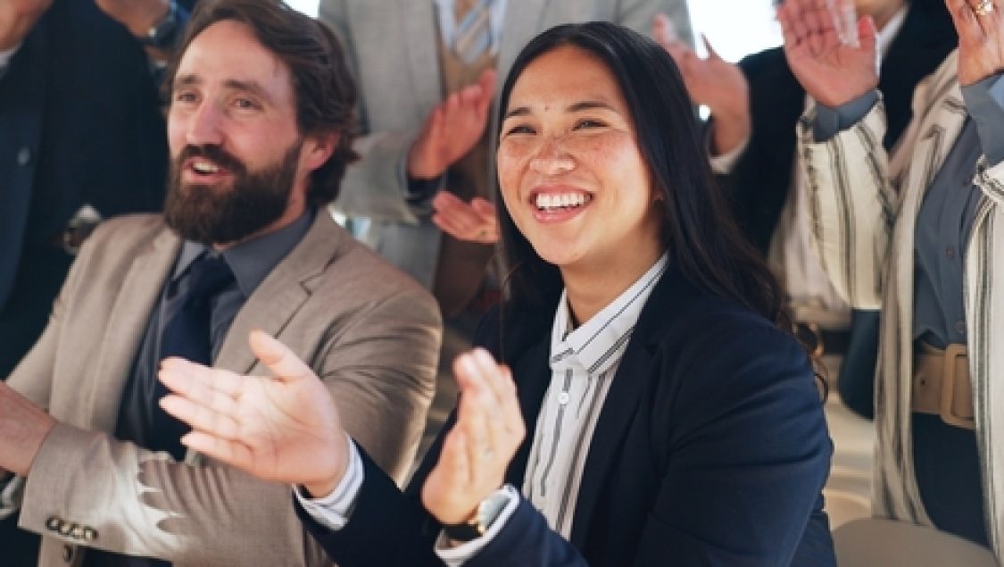 Business,Woman,,Applause,And,Happy,Audience,At,Legal,Conference,,Excited