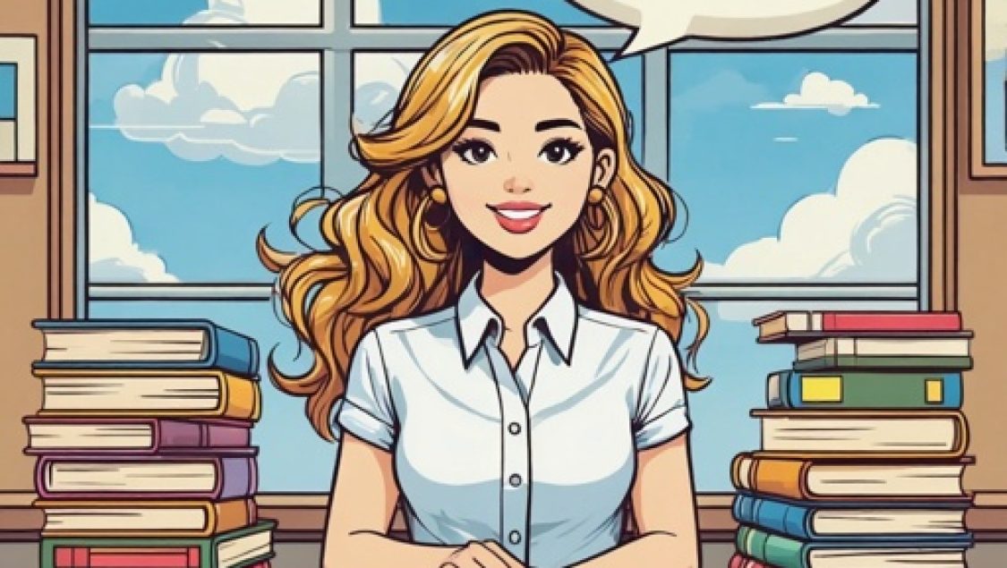 Cartoon,Artistic,Image,Of,Smart,Blond,Lady,Mortgage,Broker,On