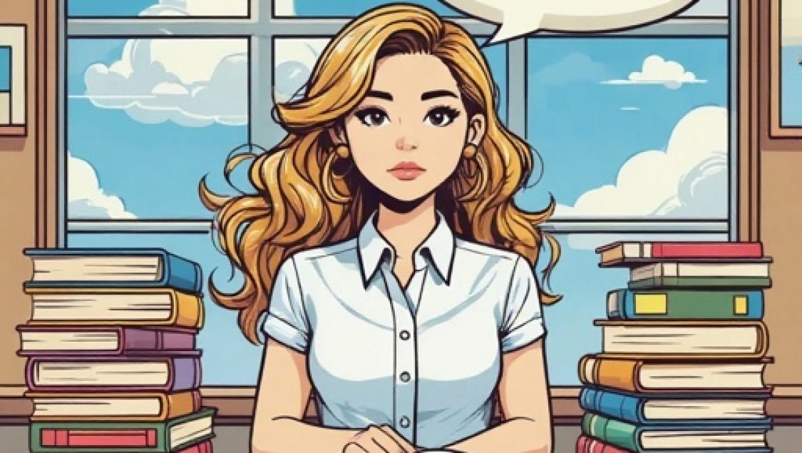 Cartoon,Artistic,Image,Of,Smart,Blond,Lady,Mortgage,Broker,On